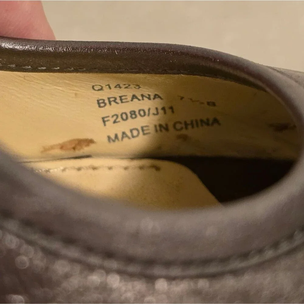 COACH Breana leather peep toe platform heels in pewter metallic 7.5